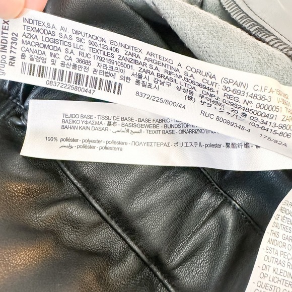 Zara Baggy Faux Leather Pants Ruched Waist SZ 12 EUR44 NWT - Picture 6 of 8